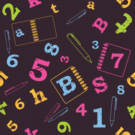 School seamless pattern, numbers, lettersのイラスト素材