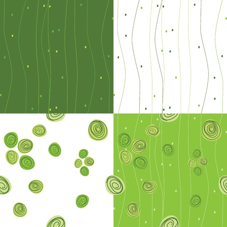 set of seamless green patternのイラスト素材