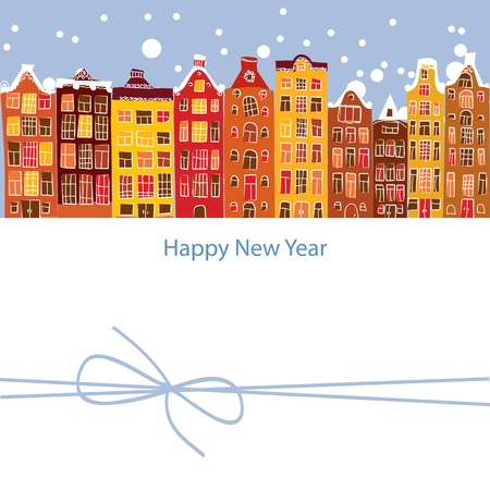 winter city, New Year, vector illustrationのイラスト素材