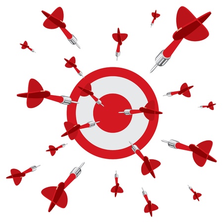 Dart on target, vector illustration, isolated on a white backgroundのイラスト素材