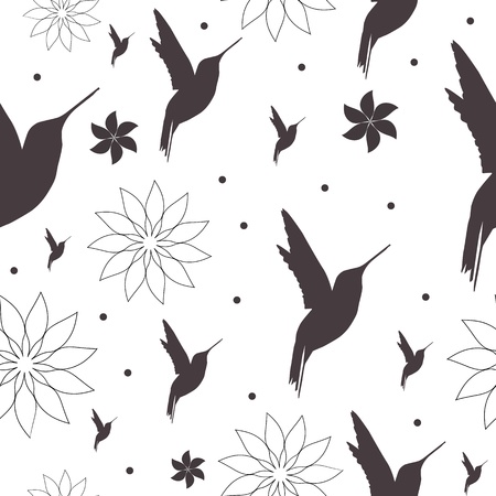Seamless pattern with birds and flowersのイラスト素材