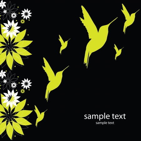vector background with birds and flowersのイラスト素材