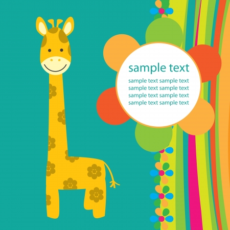 vector background with giraffeのイラスト素材