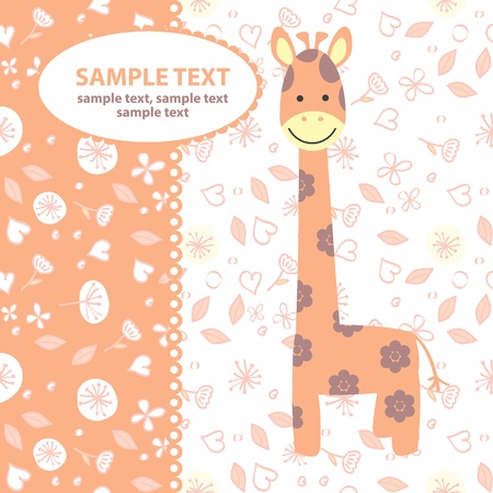 giraffe card for babyのイラスト素材