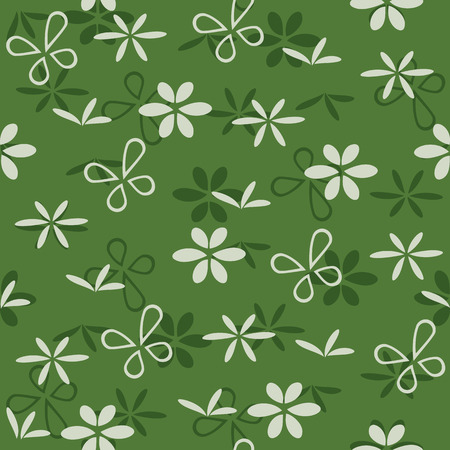 vector seamless green pattern with flowersのイラスト素材