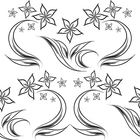 vector seamless pattern with abstract flowersのイラスト素材