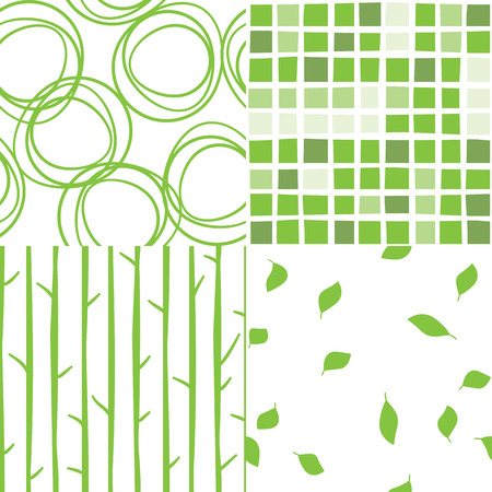 a set of vector seamless green patternのイラスト素材