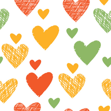vector seamless abstract pattern colored heartsのイラスト素材