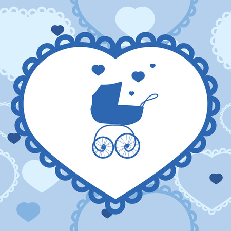 vector banner with baby strollerのイラスト素材