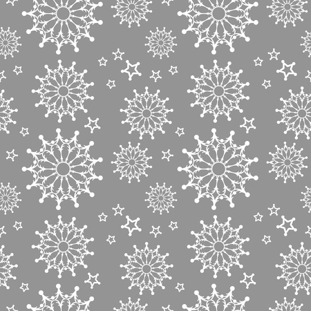 Vector abstract seamless snowflake pattern white and gray colorのイラスト素材