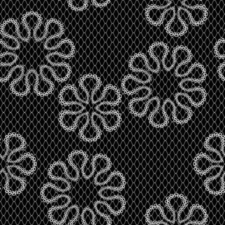 Seamless vintage lace pattern, black and white illustration.のイラスト素材