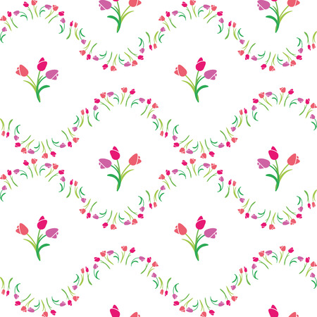 vector illustration seamless pattern tulipsのイラスト素材
