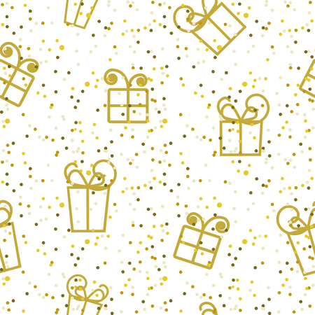 vector abstract seamless festive pattern with giftsのイラスト素材