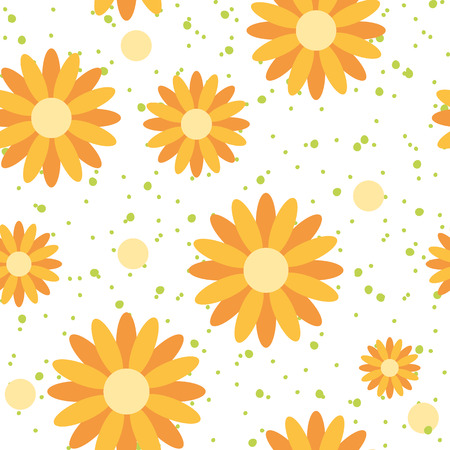 vector seamless children`s pattern orange flowersのイラスト素材