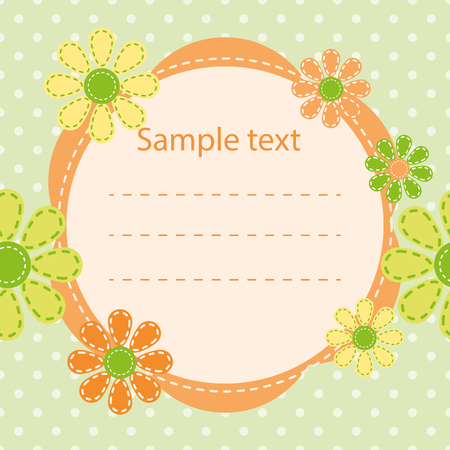 Vector color illustration baby card with flowersのイラスト素材