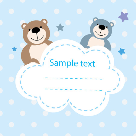 Vector illustration baby banner with teddy bearsのイラスト素材