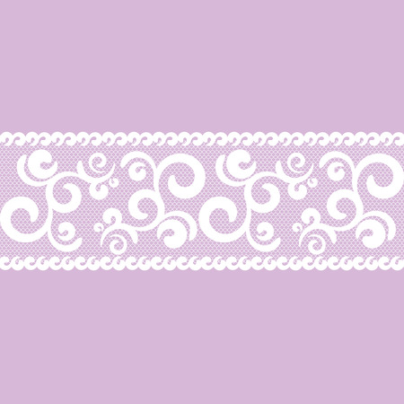 vector seamless pattern lacy ribbon, white and lilac colorのイラスト素材