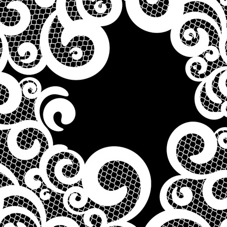 vector background with beautiful lace, white and black colorのイラスト素材