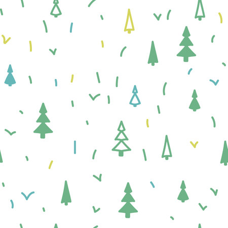 vector seamless natural pattern green grass and fir trees