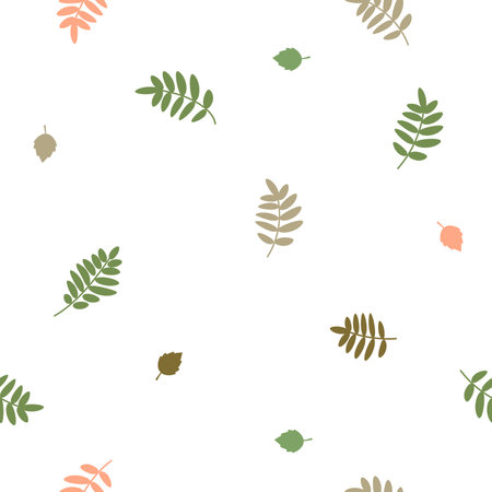 Vector seamless floral pattern with leaves. Leaves on a white backgroundのイラスト素材