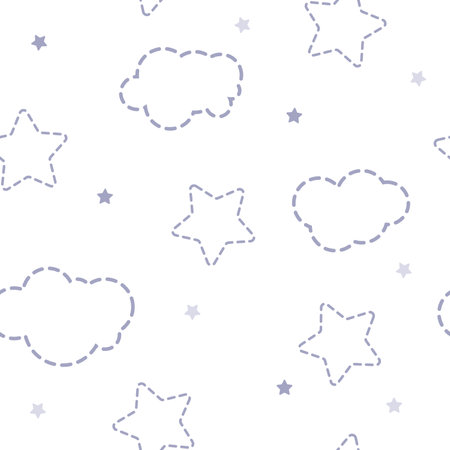 Seamless pattern with stars and clouds. Cute background.のイラスト素材