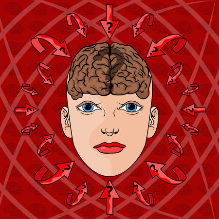 concept of addressing issues in women's head. vector. illustration.のイラスト素材