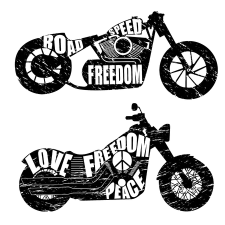black and white graphic design of motorcycles. のイラスト素材