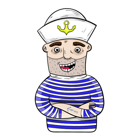 Cartoon funny sailor. vector.のイラスト素材