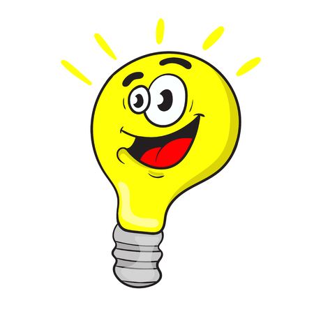 A cute cartoon character a light bulb. vector illustration.のイラスト素材
