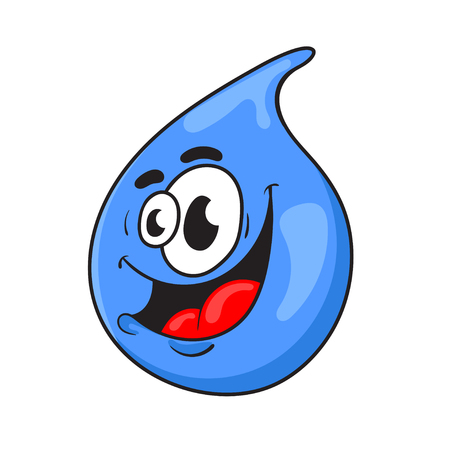 A funny cartoon water drop. the design of the character. vector illustration.のイラスト素材