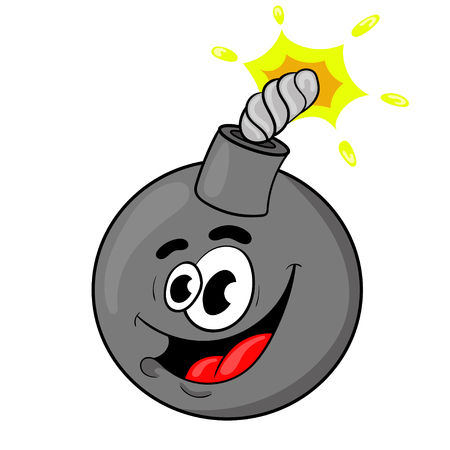 Funny cartoon bomb. the design of the character. vector illustration.のイラスト素材