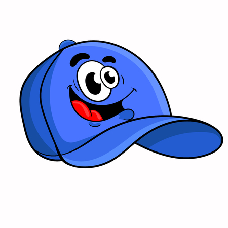 funny cartoon blue cap . the design of the character. vector illustration.のイラスト素材