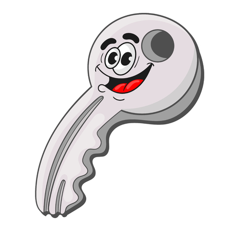 fun cartoon character design metal key, vector illustrationのイラスト素材