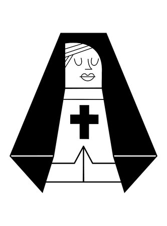 Catholic nun praying, vector illustrationのイラスト素材