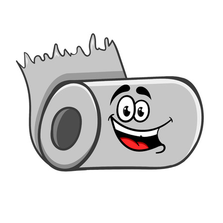 cartoon toilet paper roll, vector illustrationのイラスト素材