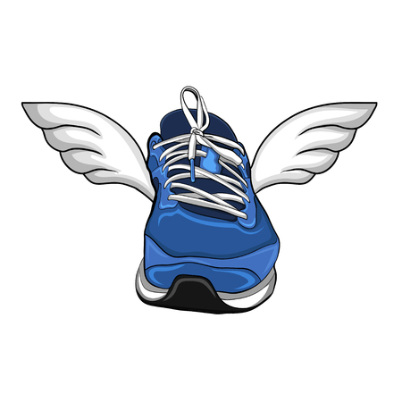 sneakers with wings, vector illustrationのイラスト素材