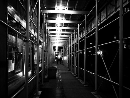 Walking path through construction siteの写真素材