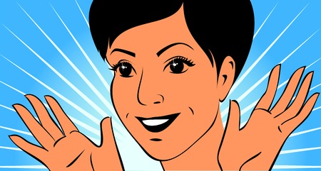 Portrait young woman are waving hands for joyのイラスト素材