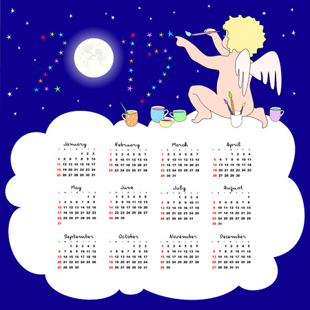 Calendar 2015 with English names of months and sunday first day of week. のイラスト素材