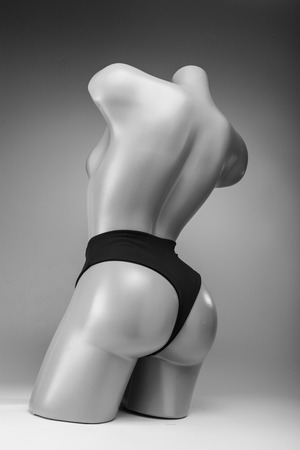 Black and white photo dummy, women's underwear for swimming. Good card for store.の写真素材