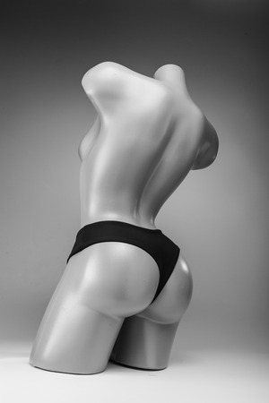 Black and white photo dummy, women's underwear for swimming. Good card for store.の写真素材