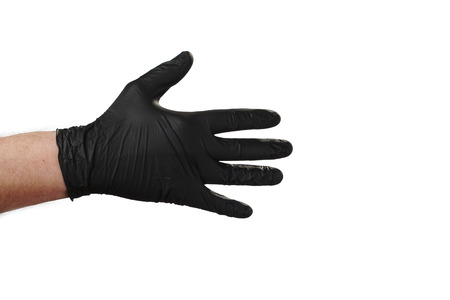 Hand shows gesture, good advertisement for security agency. Glove.の写真素材