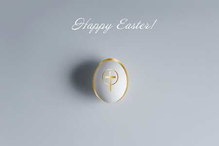 Natural easter egg symbol. Gold decoration A good idea for a poster.の写真素材