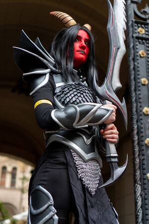 Odessa, Ukraine - 13 July 2019 Natsu Nami 9 Japanese anime, comics shows, various heroes and characters at the party.のeditorial素材