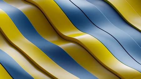 Ukrainian colors of the flag, wave of independence, yellow and blue stripes background, Illustration Abstract 3d Renderの写真素材