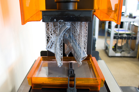 3D printing process. Automation technology 3D printing a modern swimming mask.