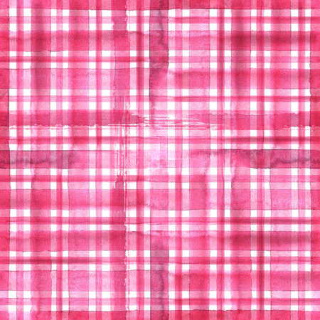 Watercolor abstract geometric plaid seamless pattern. Watercolor pink trendy texture.の写真素材