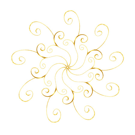 Abstract hand drawn gold snowflake in oriental style isolated on white background. Concept of greeting card design Happy New Year.のイラスト素材