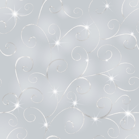 Abstract winter gray seamless background with silver oriental pattern and and lights. Can be used for wallpaper, wrapping, textile, web page background. Concept Happy New Year and Merry Christmas.の写真素材