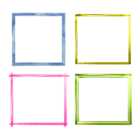 Set of watercolor grunge frames. Hand drawn watercolour vintage abstract color  textured brush strokes frames  isolated on white backgroundのイラスト素材